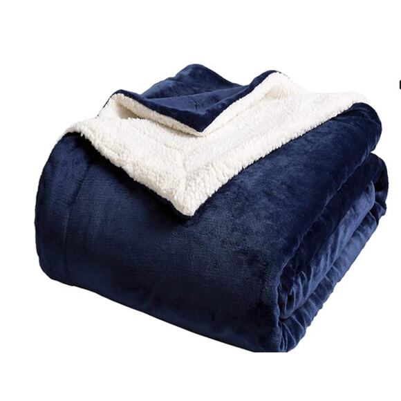 Sherpa Fleece Blanket Twin Microfiber Velvet Reversible, GRAY - Picture 2 of 9